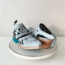 Lane SHALEY Robin Mule Blue Cowboy Boots Womens 12 Cowgirl Western Short Ankle