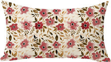 Watercolor Floral Lumbar Decorative Throw Pillow Cover 12 x 20, Rectangular R...
