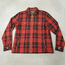 Superdry Mens Jacket XL Red Black Buffalo Check Zip Up Lumberjack Worker Chore