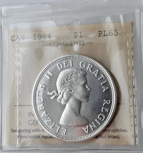 1964 Canada Prooflike Silver Dollar ICCS PL-65 - Nice Condition