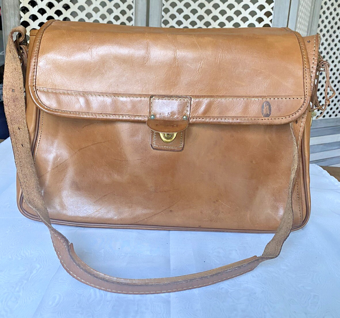 Vtg Hartmann Luggage Leather Laptop/Messenger Crossbody Bag