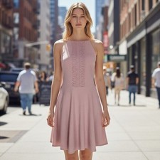 City Studio Pale Pink Fit & Flare Sleeveless Mini Dress Juniors 3 Preowned
