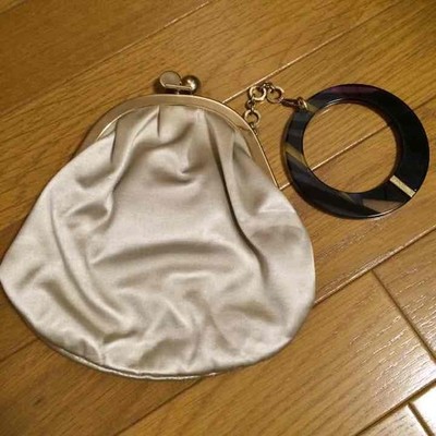 EMILIO PUCCI Silk Clasp Clutch Bag Silver Gray Purple 11.8x5.1x2.4