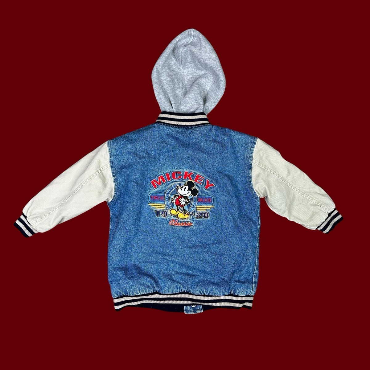 ブルゾン vintage mickey travis 1928 jacket ad Vintage Disney Store Mickey Mouse Denim 1928 Tried & True Jacket