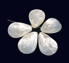 5 Natural White Mother of Pearl Teardrop Sea Ocean Shell Pendant Beads 30X20mm