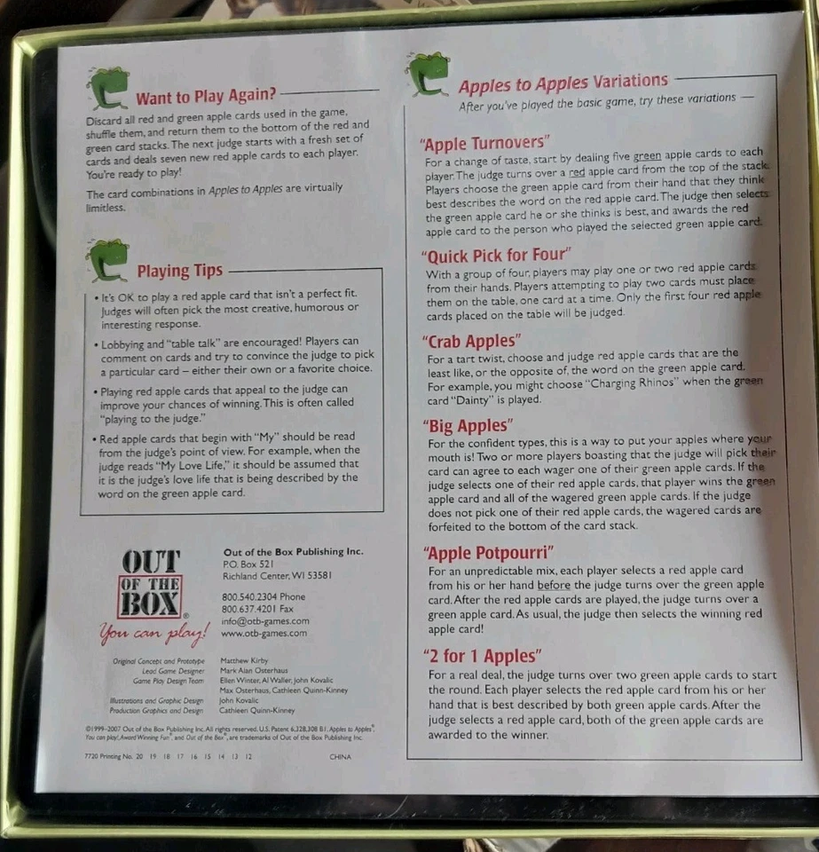 Out of the Box ©2007 APPLES TO APPLES Party Box Game  PARTY FUN!FUN! FUN! - Image 3 of 4