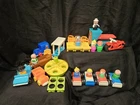 Vintage Lot of 35 Fisher Price Little People Wood Plastic-Vehicles, People Etc.