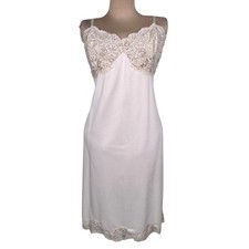 Vtg WonderMaid Non Cling Ivory Lace Trim Full Slip Dress Sz 42 Antron Nylon READ