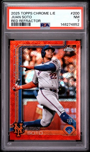 2025 TOPPS CHROME LOGOFRACTOR EDITION RED REFRACTOR #200 JUAN SOTO 2/5 PSA 7