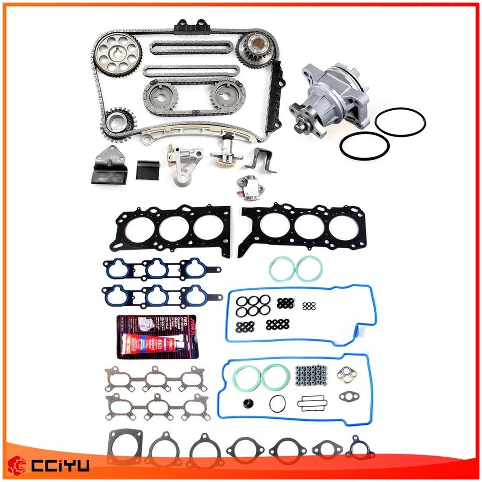 Head Gasket Set Timing Chain Water Pump W/ Gasket For 2006 2005 Suzuki XL-7 2.7L - Image 3 of 4