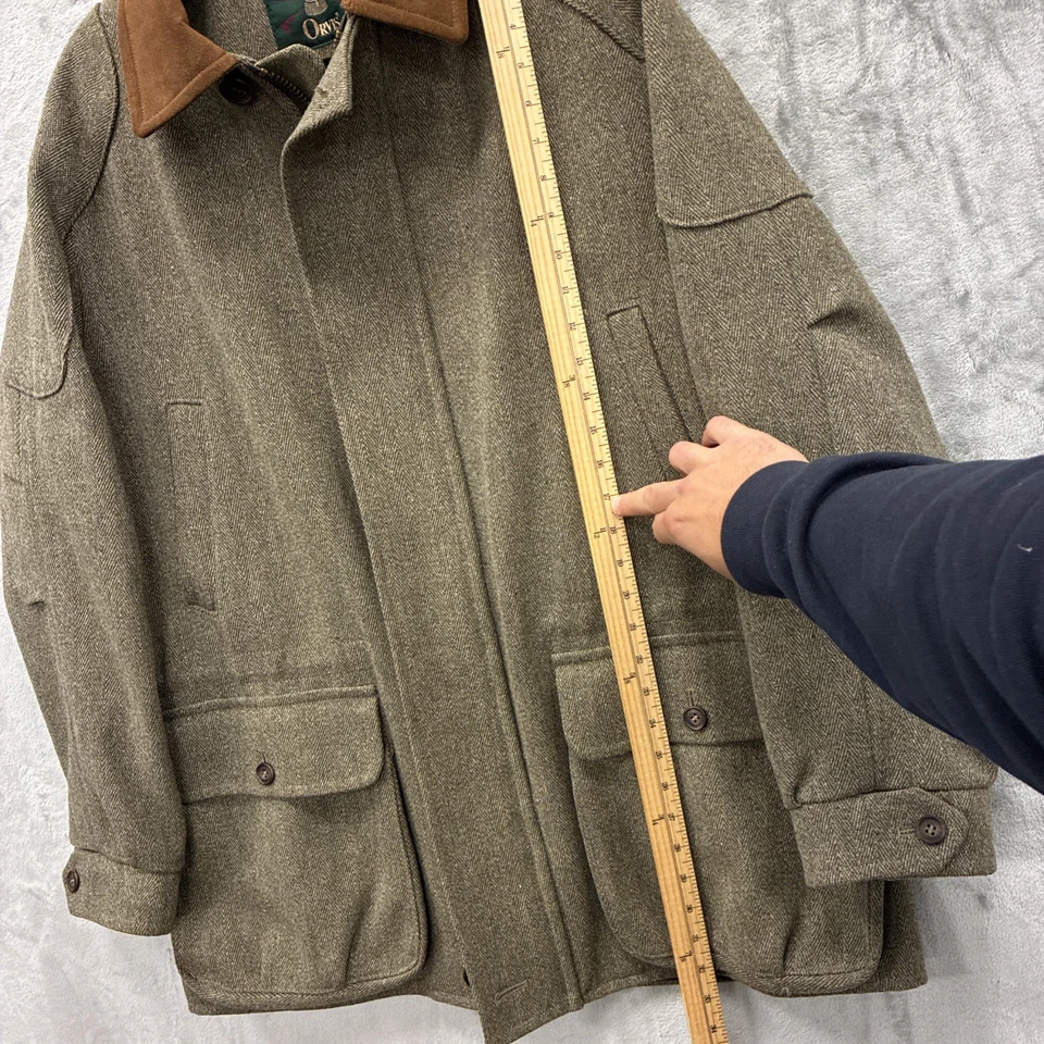 Chaqueta Abrigo ORVIS Tweed Chore M Hecha en Inglaterra Cremallera Completa Verde Lana Edredón Forrado Foto 3 de 4