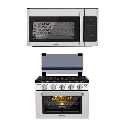 30'' RV OTR Microwave Hood & 17'' Compact Propane Range Oven Travel Trailer Van