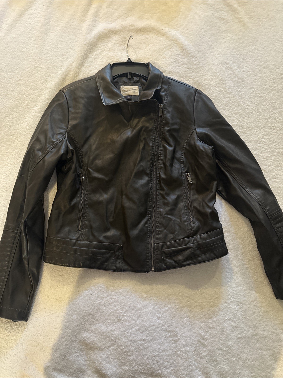 Universal Thread L Black Leather Jacket Women's S… - image 10