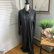 Vintage Venezia Shirt Dress Womens 18/20 Gray Maxi Shift Minimalist Lagenlook 