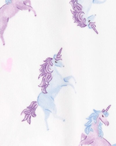 New Girls 6-14 Carter's One-Piece Fleece Footed Pajamas-Unicorns - Picture 3 of 3