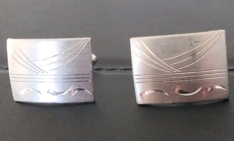 vintage P.R.K. sterling silver cuff links 6.76 grams curved face etched