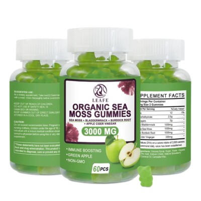 Organic Sea Moss Gummies 3000 mg - Sea Moss,Bladderwrack,Burdock Root USA