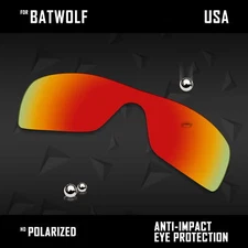 iROX Polarized Replacement Lenses for-Oakley Batwolf OO9101  - Fire Red