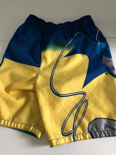 DC COMICS BATMAN Boys Sz 4T Blue Yellow SWIM BOARD SHORTS Swimming Trunk Toddler - Picture 2 of 11