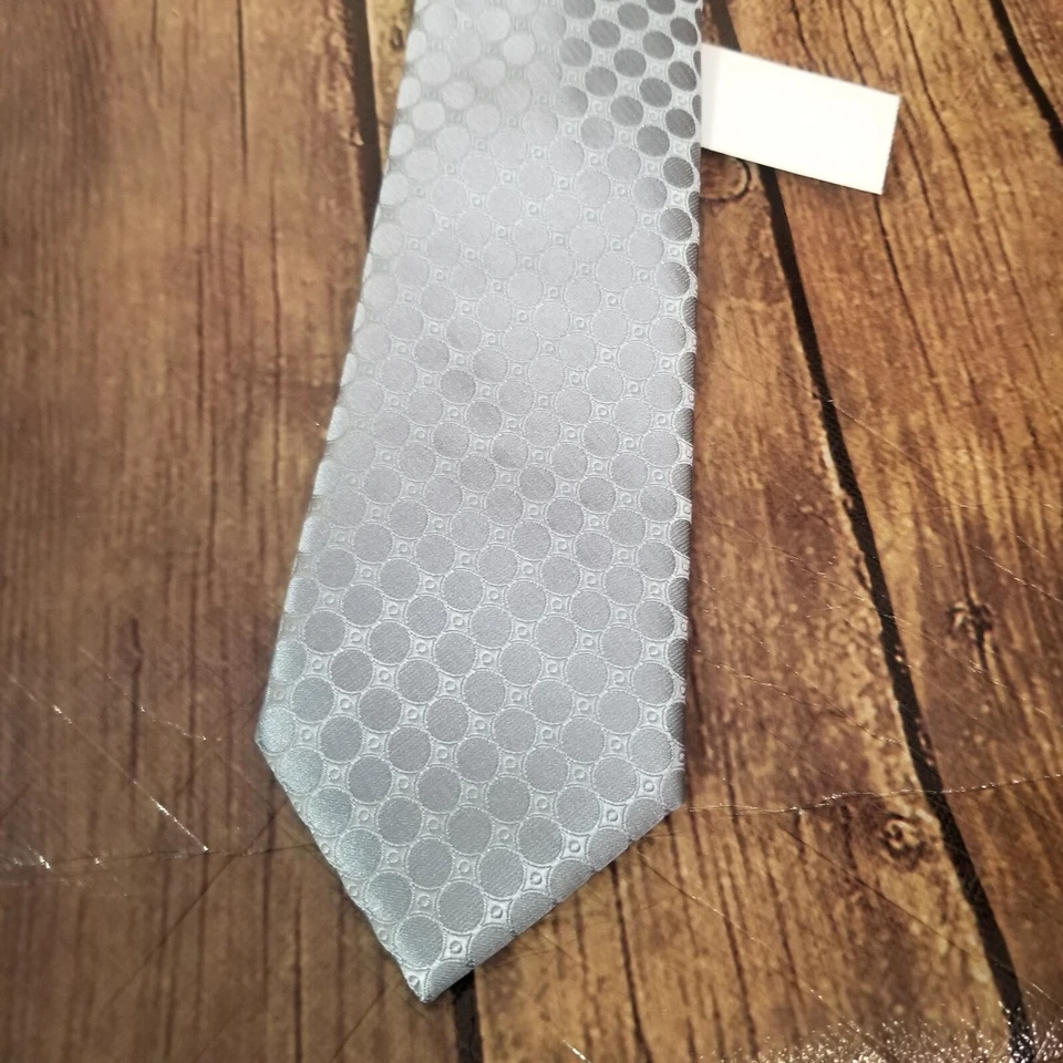 Corbata para hombre Countess Mara plateada talla OS talla única algodón geométrico Foto 2 de 4