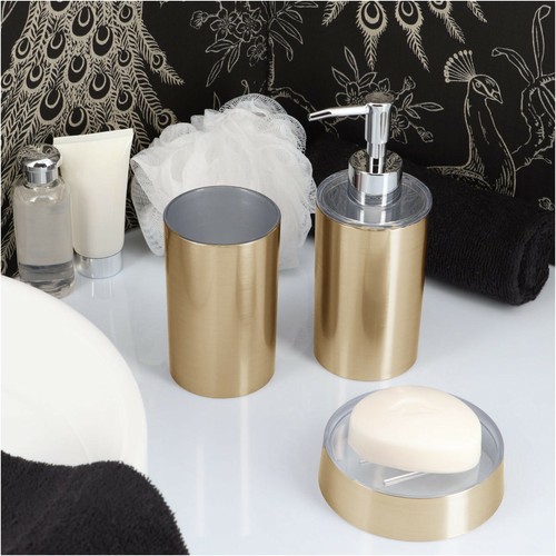 Brushed Aluminum Bathroom Accessory Set 3or5-Pieces NOUMEA Silver or Golden Gold - Picture 8 of 32