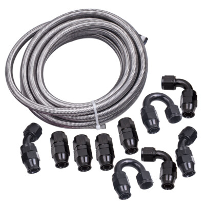 10AN AN10 Nylon Stahl geflochtene Ölkraftstoff Linie Schlauch 20FT Set