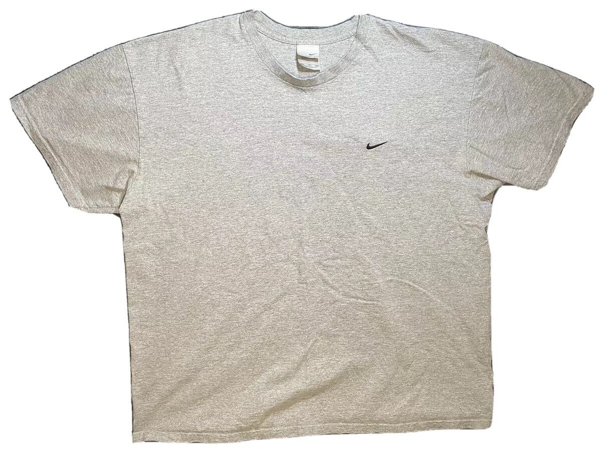 Vintage Nike Essential Embroidered Classic Check Swoosh T-Shirt Gray | eBay