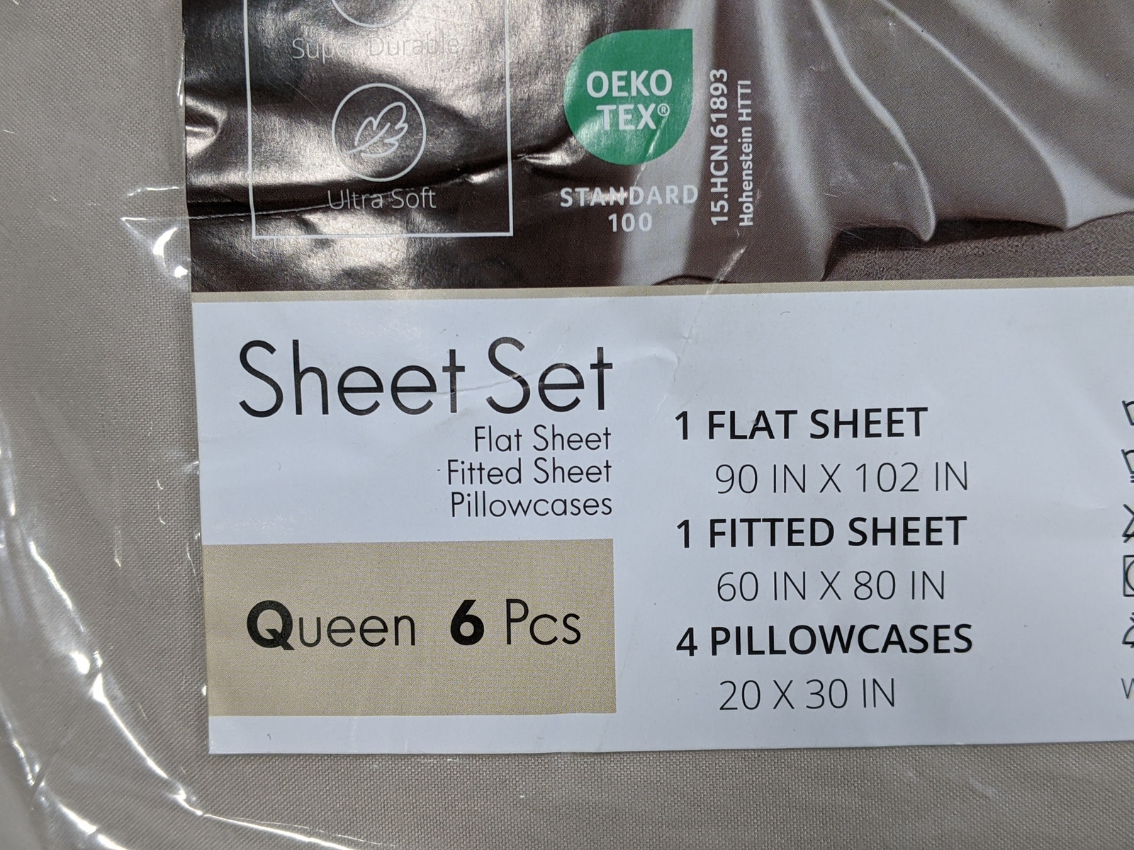 ClevaHome Queen Size Sheet Set Queen Size, Oat Milk, 6 Piece, Deep Pocket