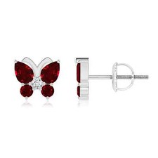ANGARA Ruby Butterfly Stud Earrings in 14K Solid Gold Grade: AAAA 0.68 Ct