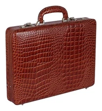 LV CROCO REAL LEATHER BRIEFCASE ATTACHE 17'' FOR MEN OFFICE DOCUMENT ANTI-THEFT