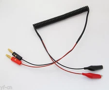 5pcs 60cm/2ft Gold 4mm Banana Male Plug to Alligator Clip Stretching Test Cable