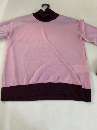 Golden Goose Deluxe Brand Pink and Burgundy Long Sleeve Merino Wool Turtleneck - Picture 2 of 8