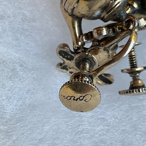 Vintage Paar 1940er Jahre Chor Tee Zeit Teekanne Miniatur Charms Schraube zurück hängen Ohrringe - Bild 16 von 24