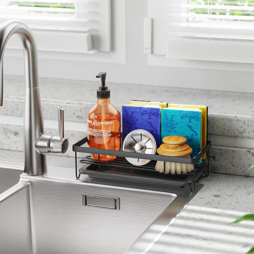 Sink Caddy Sponge Holder Large Kitchen Sink Organizer For Brush And Soap Dish Di