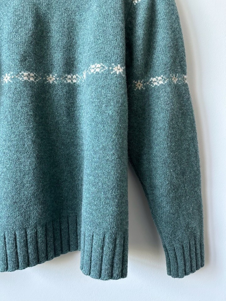 Woolrich Women’s LT Mallard Fair Isle Button Pullover Wool Sweater Green XL eBay
