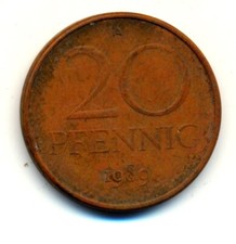 20 Pfennig M&uuml;nze 1989 - Original Deutsche Demokratische Republik