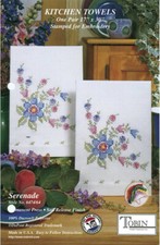 DESIGN WORKS - ONE PAIR OF KITCHEN TOWELS STAMPED FOR EMBROIDERY - SERENADE
