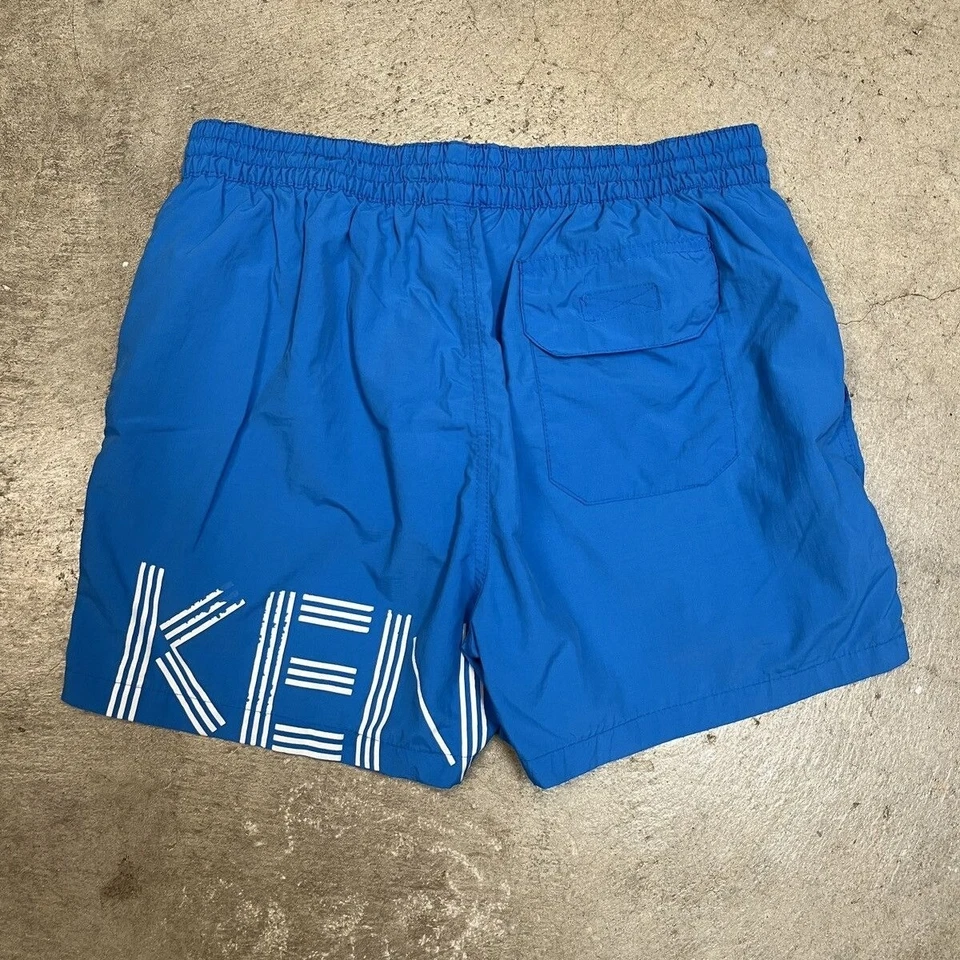 Kenzo Paris Shorts Swim Trunks Blue Spellout - Image 4 of 4