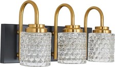 3-lekkie kryształowe lampki toaletowe łazienkowe, czarno-złote lampy toaletowe do łazienki