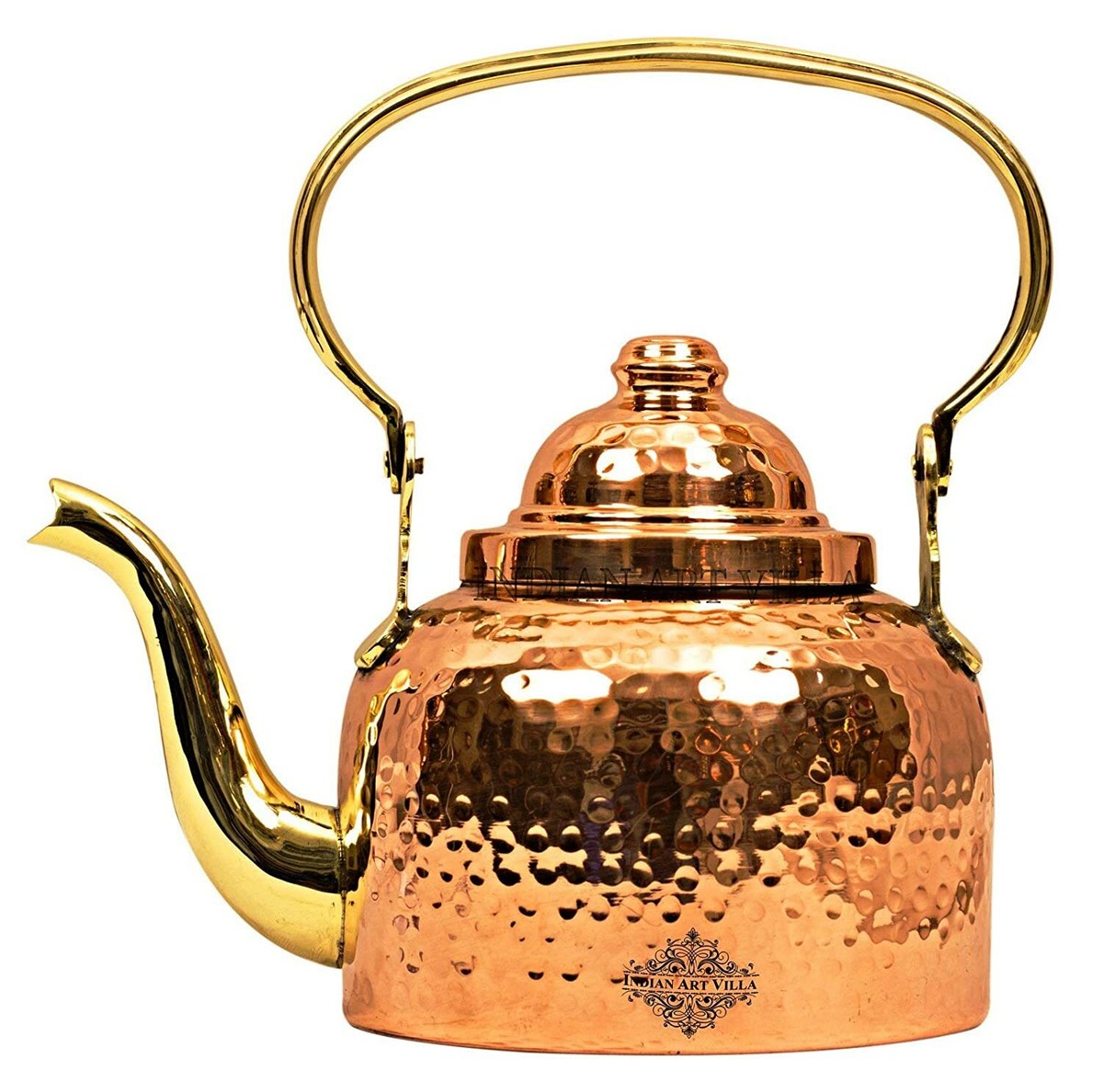 Art Villa Copper Hammered Tea Kettle Pot Inside Tin Lining, Serveware, 600  ML