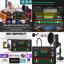 PROFESIONAL Equipo Estudio Grabacion Podcast Mezclador Microfono Condensador