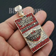 HIP HOP GOLD PT ICED SWISHER SWEETS CIGARILLOS BLING FASHION CHARM PENDANT 