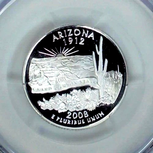 2008-S 25C State Quarter Arizona PCGS PR69 DCAM 90% Silver 23lstt0820 - Image 3 of 4
