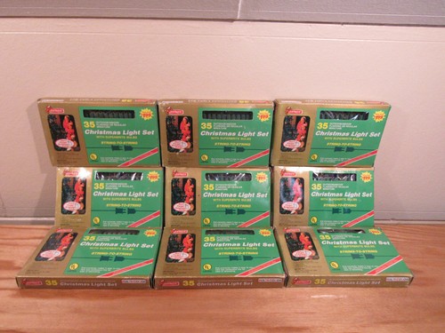 LOT of 9 -Vintage Joy Brite 35 Multicolored Christmas Lights 18.5' Long