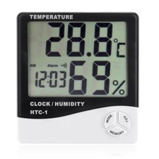 Hygrometer Thermometer Temperature Humidity Meters W/Alarm Clock LCD Display