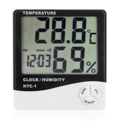 Hygrometer Thermometer Temperature Humidity Meters W/Alarm Clock LCD Display 