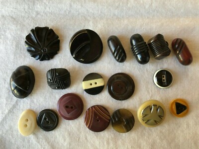 Lot of 18 Art Deco Style Plastic Buttons Various Sizes & Colors - Not Tested