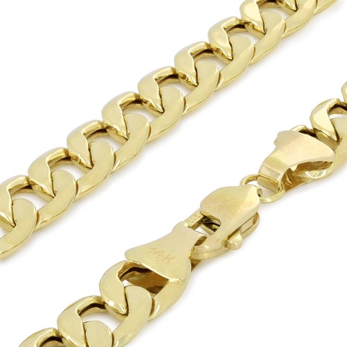 14K Yellow Gold 7.5mm Mens Curb Cuban 