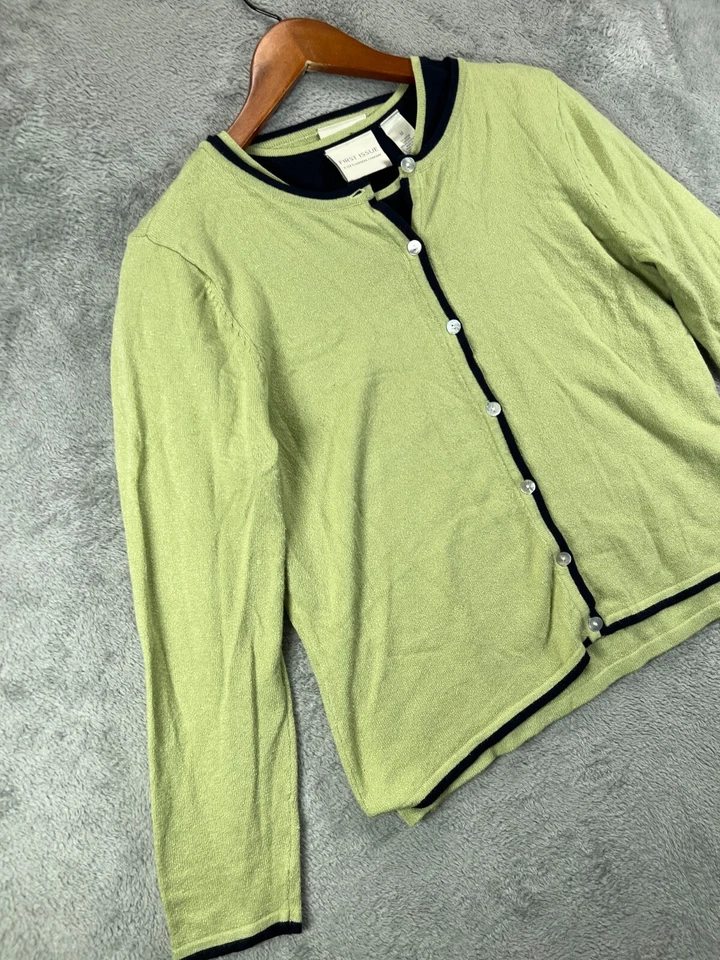 Conjunto de suéter de 2 piezas Liz Claiborne de colección primera edición para mujer medio azul verde rayón Foto 3 de 4