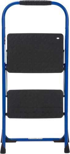 2-Step Steel Step Stool with Rubber Grip - Lightweight & Foldable Blue Design - Picture 8 of 10